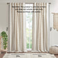 Cotton Printed Curtain Panel with Chenille Stripe and Lining Ivory 50x95