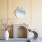 16.3x12.2x22.6 Modern Sculptural Arched Side Table with Faux Travertine Finish