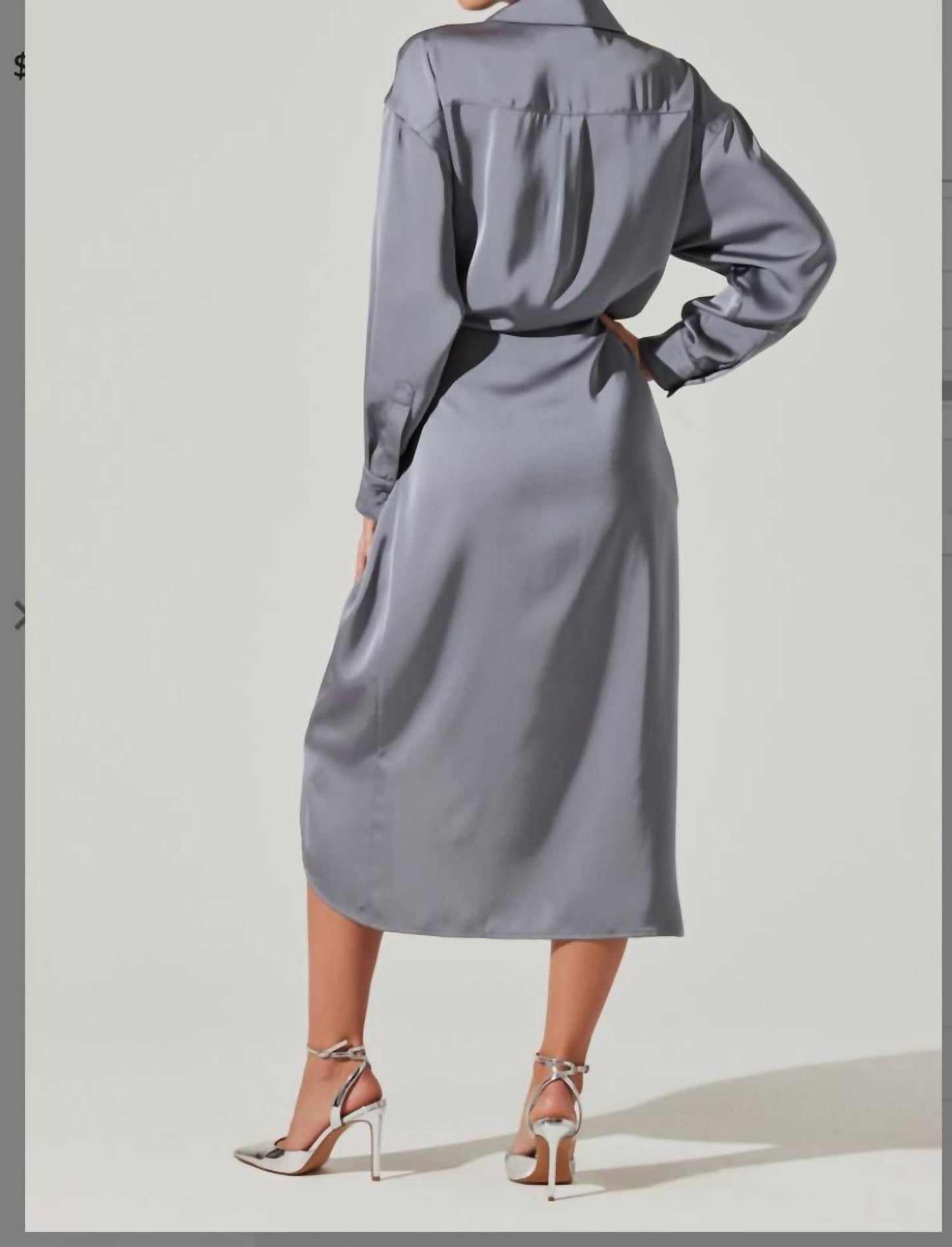 Astr - Ira Satin Asymmetrical Shirt Dress