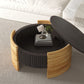 Modern Colorblocked Striped Coffee Table With Flip Top Storage