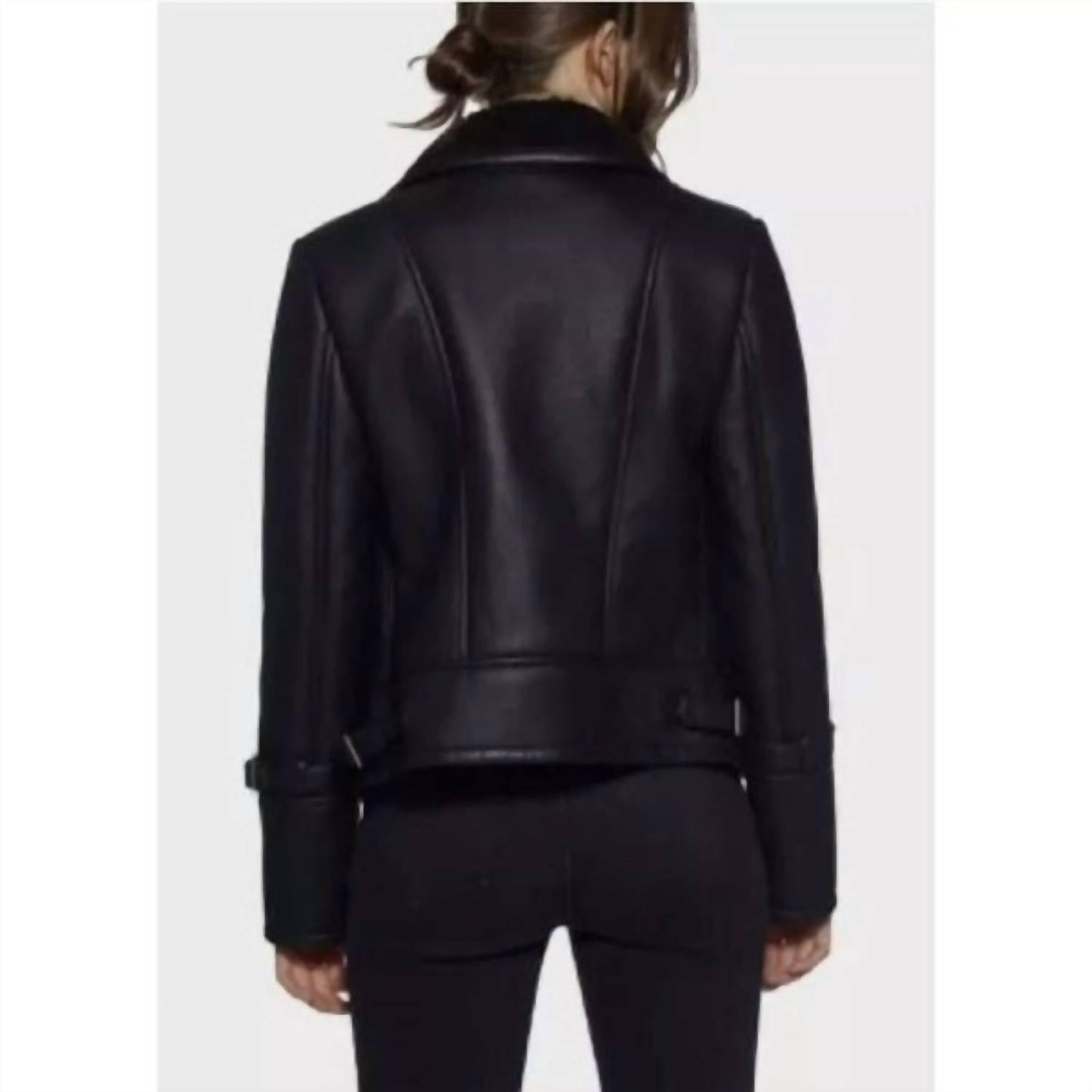 Avec Les Filles - Vegan Leather Moto Shearling Jacket