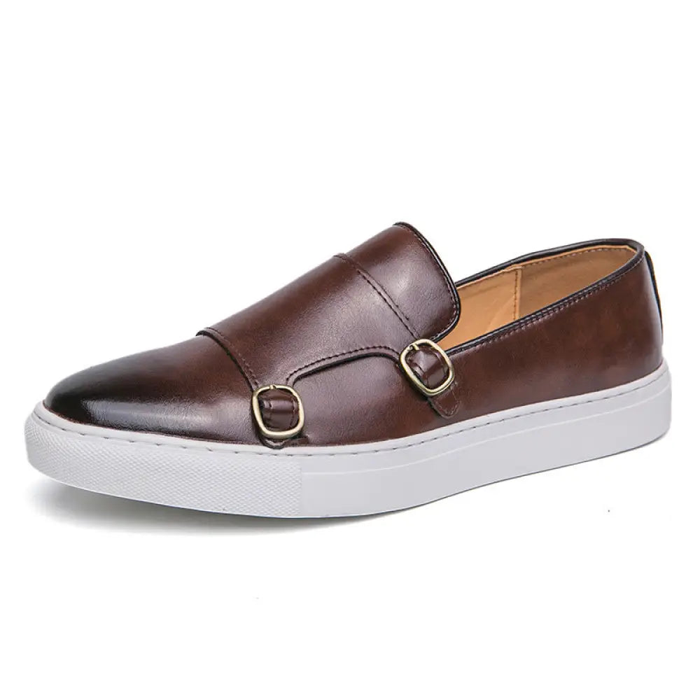 Men's Double Monk Strap Leather Fashion Loafers