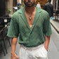 Men's Breathable Diamond Textured Hollow Lapel Shirt