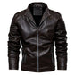 Men's Ribbed Faux Leather Insulated Motorcycle Jacket