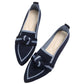 Woven Pointed Toe Bow Flat Breathable Summer Loafers