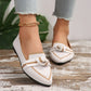 Woven Pointed Toe Bow Flat Breathable Summer Loafers