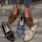 Woven Pointed Toe Bow Flat Breathable Summer Loafers