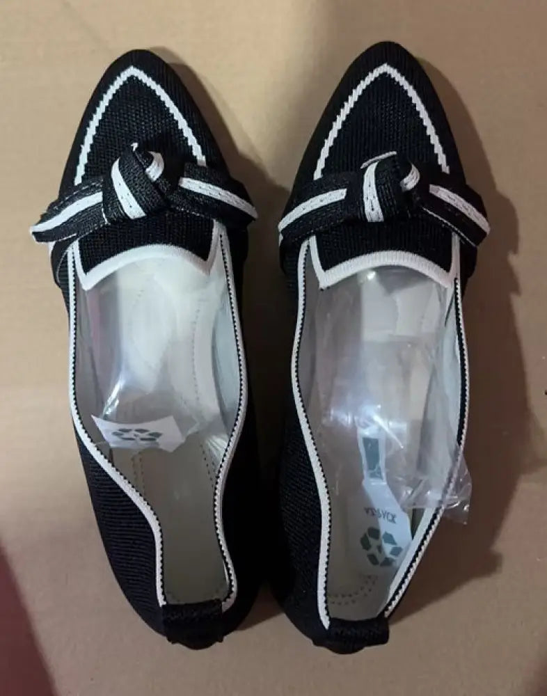 Woven Pointed Toe Bow Flat Breathable Summer Loafers