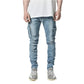 Slim Fit Distressed Denim Multi Pocket Cargo Jeans