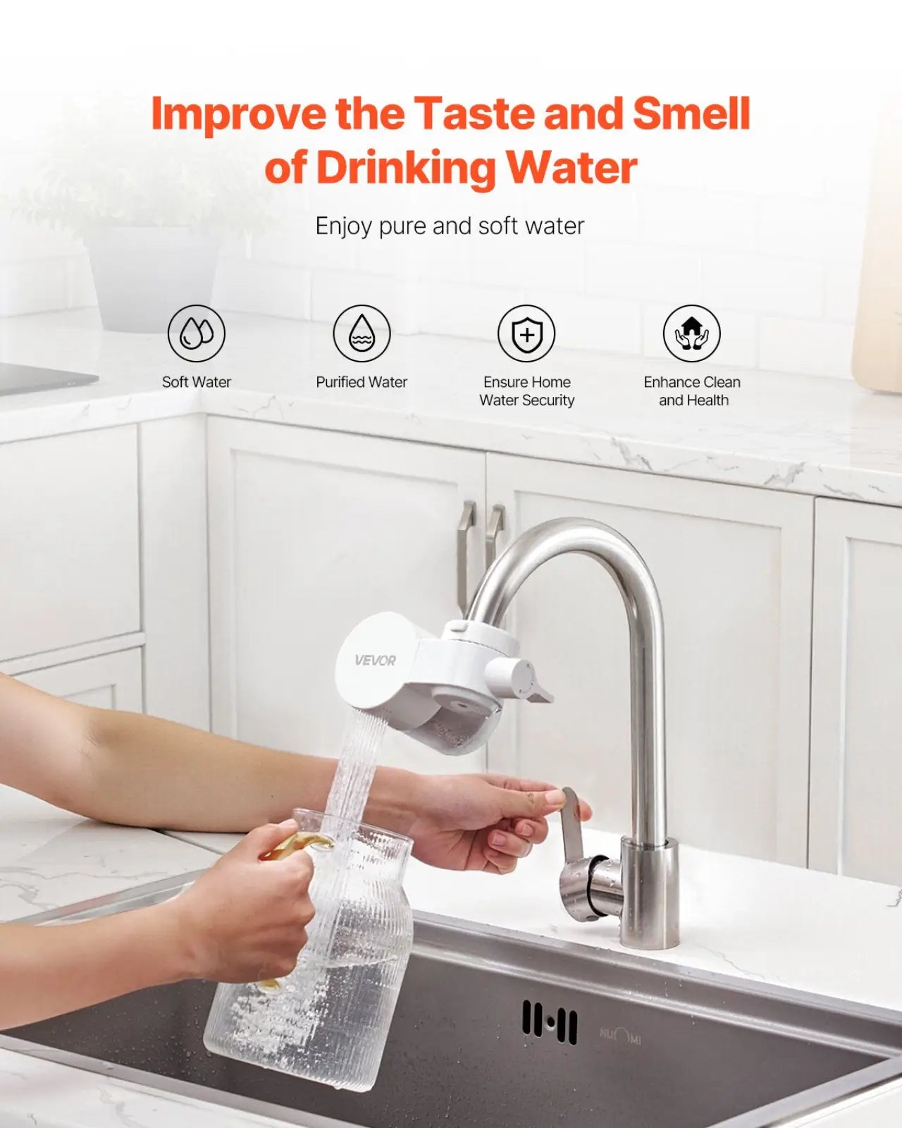 Faucet Mount Water Filter Vevor Kitchen Purifier White