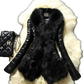 Faux Fur Collar Quilted Leather Jacket