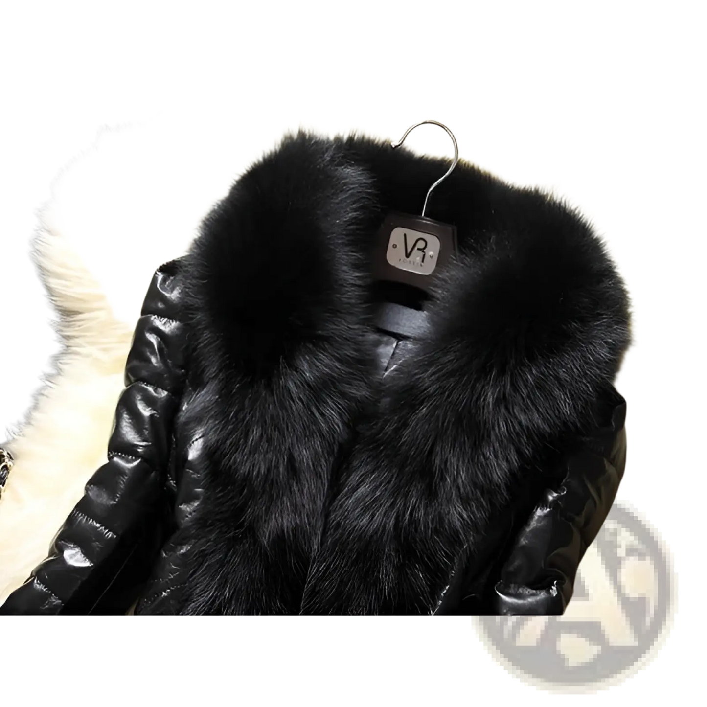 Faux Fur Collar Quilted Leather Jacket