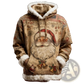 Faux Fur Trim Santa Claus Hoodie with American Flag Print