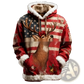 Faux Fur Trim Santa Claus Hoodie with American Flag Print