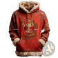 Faux Fur Trim Santa Claus Hoodie with American Flag Print