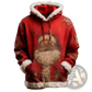 Faux Fur Trim Santa Claus Hoodie with American Flag Print