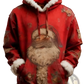 Faux Fur Trim Santa Claus Hoodie with American Flag Print