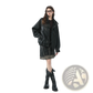 Faux Leather Biker Bomber Jacket with Utility Pockets