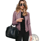 Faux Leather Bomber Jacket Fitted Zip Up Coat