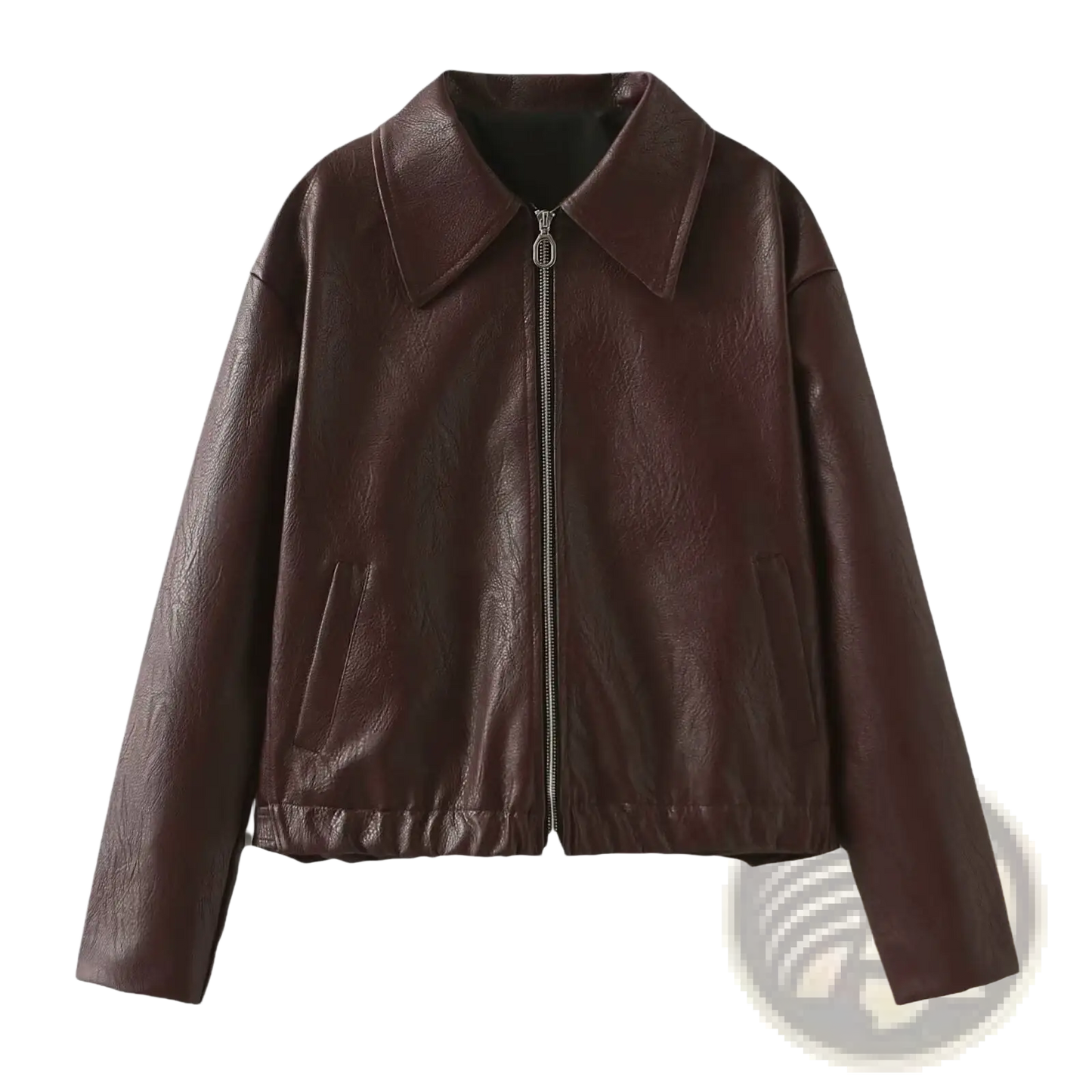 Faux Leather Bomber Jacket Loose Fit Cropped Moto Coat
