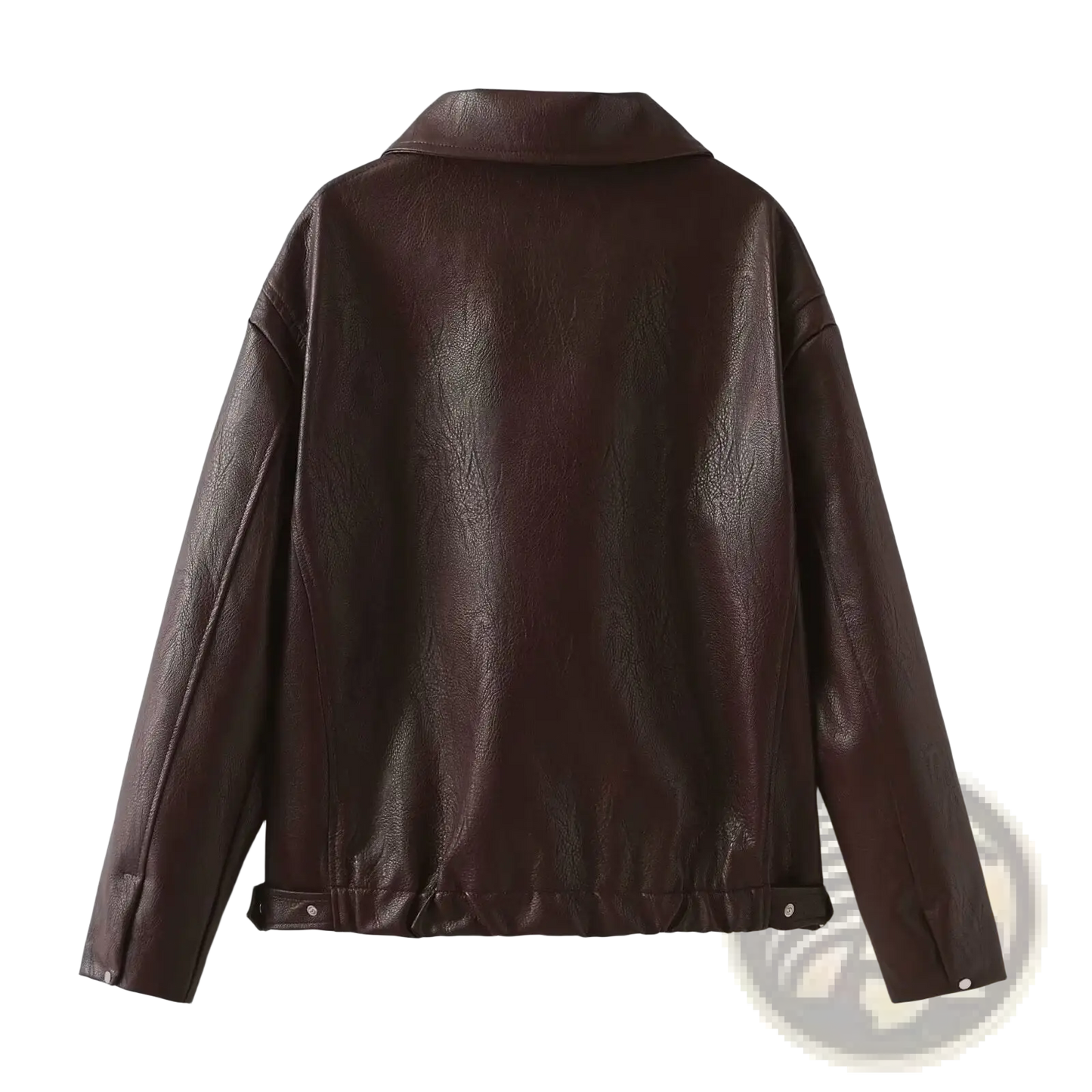 Faux Leather Bomber Jacket Loose Fit Cropped Moto Coat