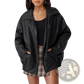Faux Leather Bomber Jacket Oversized Relaxed Fit Coat