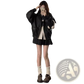 Faux Leather Bomber Jacket Oversized Short Coat