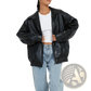 Faux Leather Bomber Jacket Relaxed Fit Women's Coat