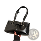 Faux Leather Buckle Shoulder Bag with Bow Charm