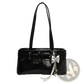 Faux Leather Buckle Shoulder Bag with Bow Charm
