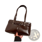Faux Leather Buckle Shoulder Bag with Bow Charm