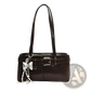 Faux Leather Buckle Shoulder Bag with Bow Charm