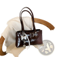 Faux Leather Buckle Shoulder Bag with Bow Charm