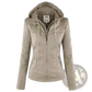 Faux Leather Moto Jacket with Detachable Hood