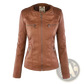 Faux Leather Moto Jacket with Detachable Hood