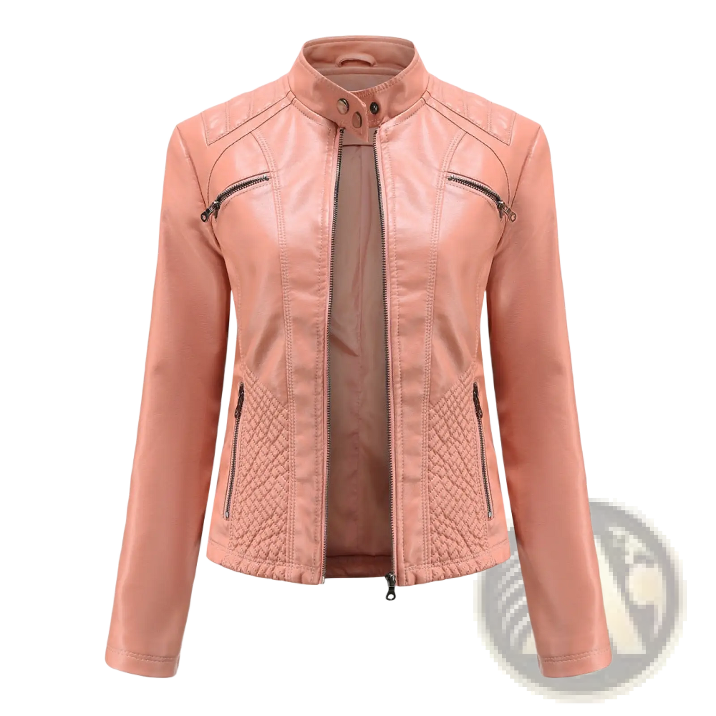 Faux Leather Moto Jacket Quilted Slim Fit Outerwear