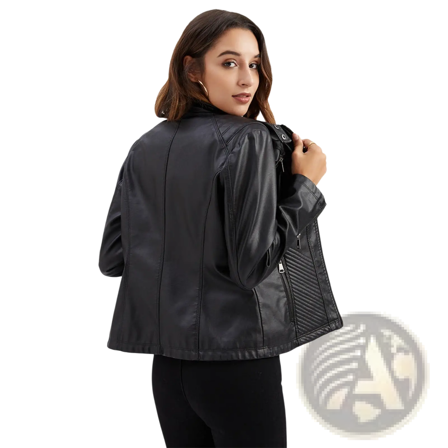 Faux Leather Moto Jacket Quilted Slim Fit Outerwear