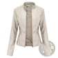 Faux Leather Moto Jacket Slim Fit Stand Collar Coat