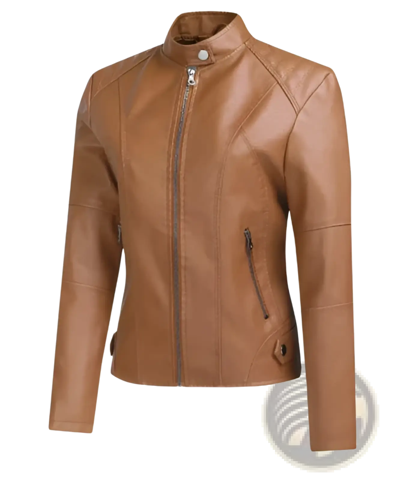 Faux Leather Moto Jacket Slim Fit Stand Collar Coat