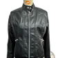 Faux Leather Moto Jacket with Stand-up Collar