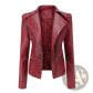 Faux Leather Motorcycle Jacket Slim Fit Biker Coat