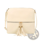 Faux Leather Tassel Crossbody Bag with Zipper Detail