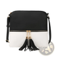 Faux Leather Tassel Crossbody Bag with Zipper Detail