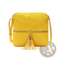 Faux Leather Tassel Crossbody Bag with Zipper Detail