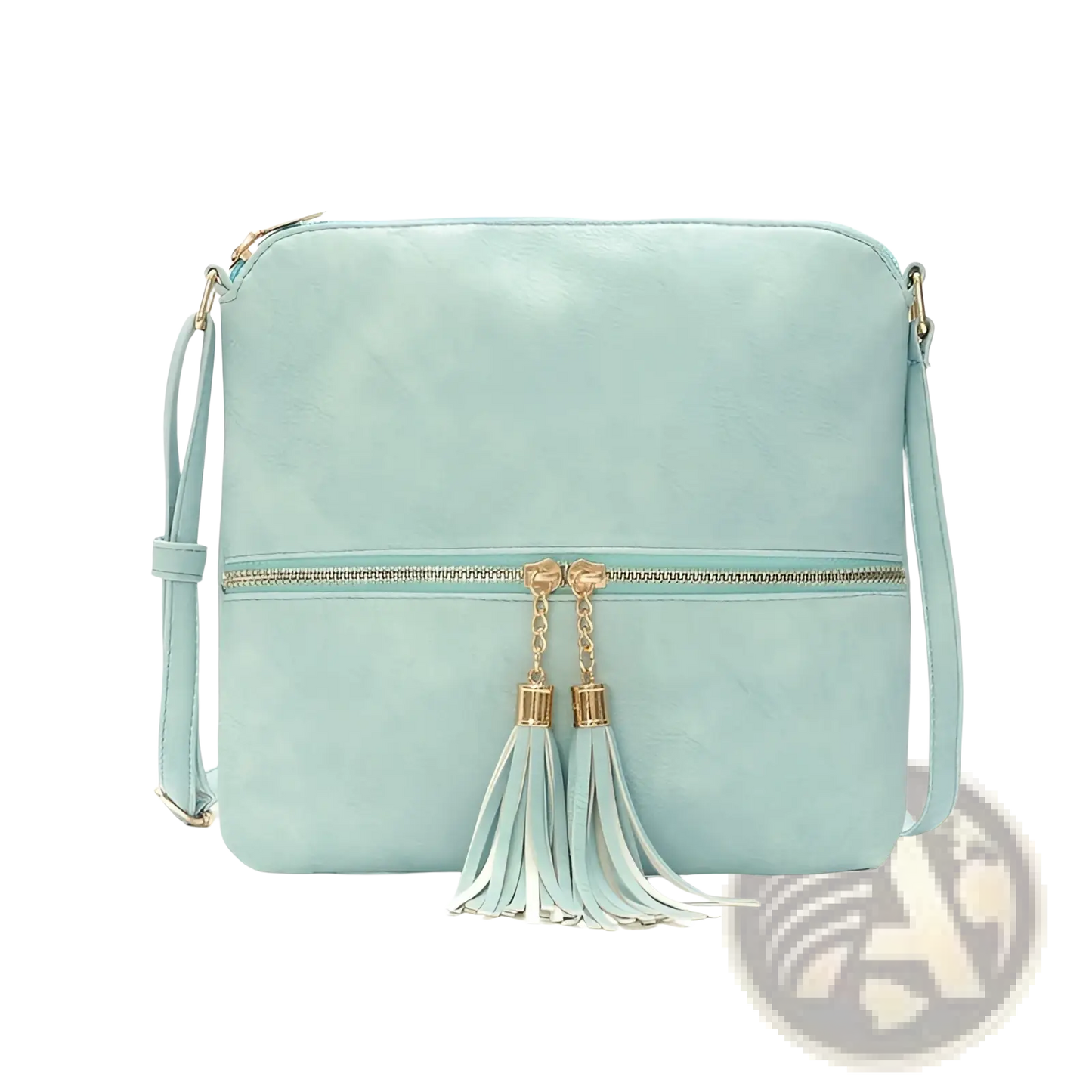 Faux Leather Tassel Crossbody Bag with Zipper Detail
