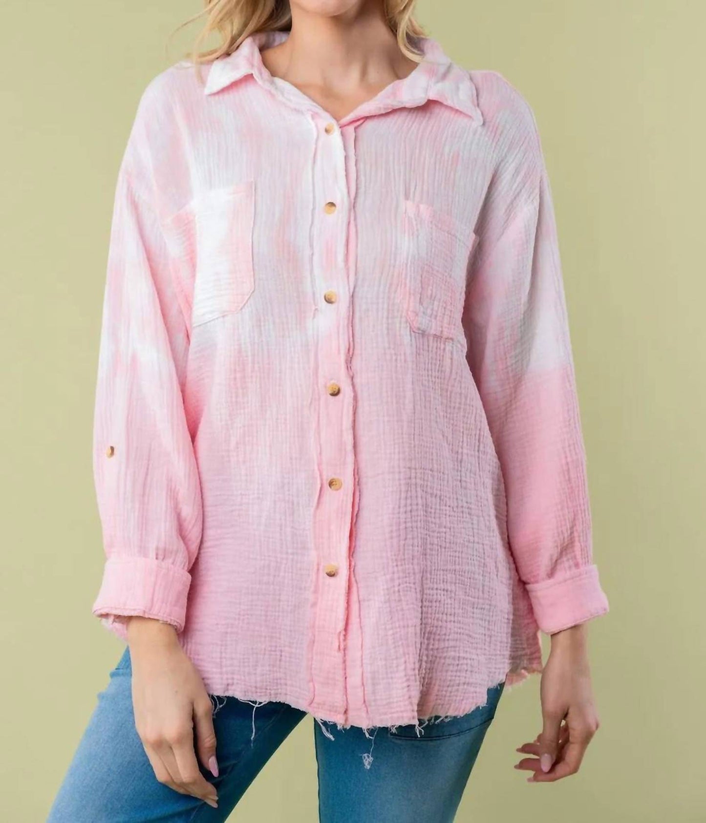 Trendsi - White Birch Full Size Long Sleeve Tie Dye Shirt
