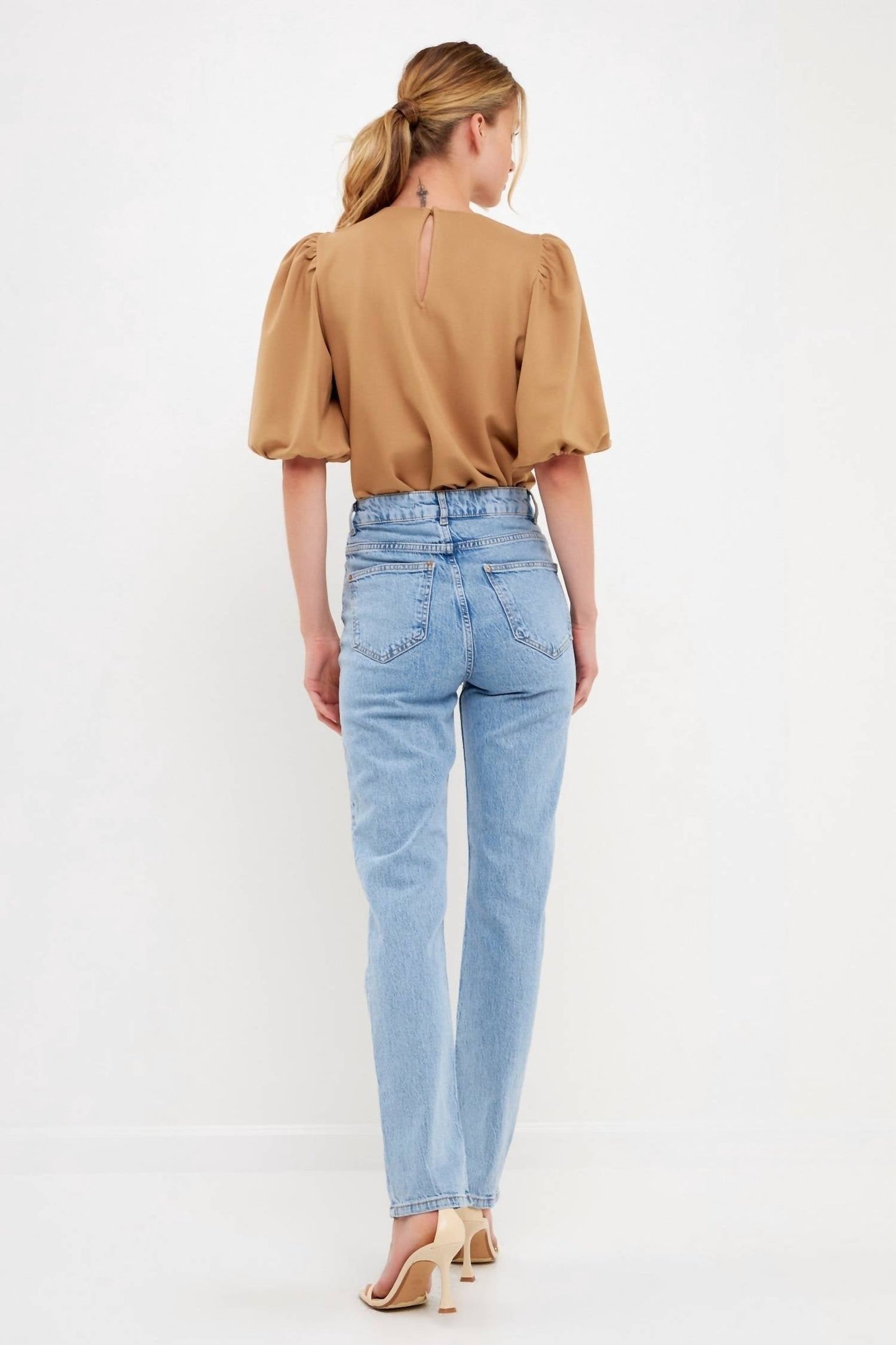 2.7 August Apparel - Macie Ponte Puff Sleeve Top