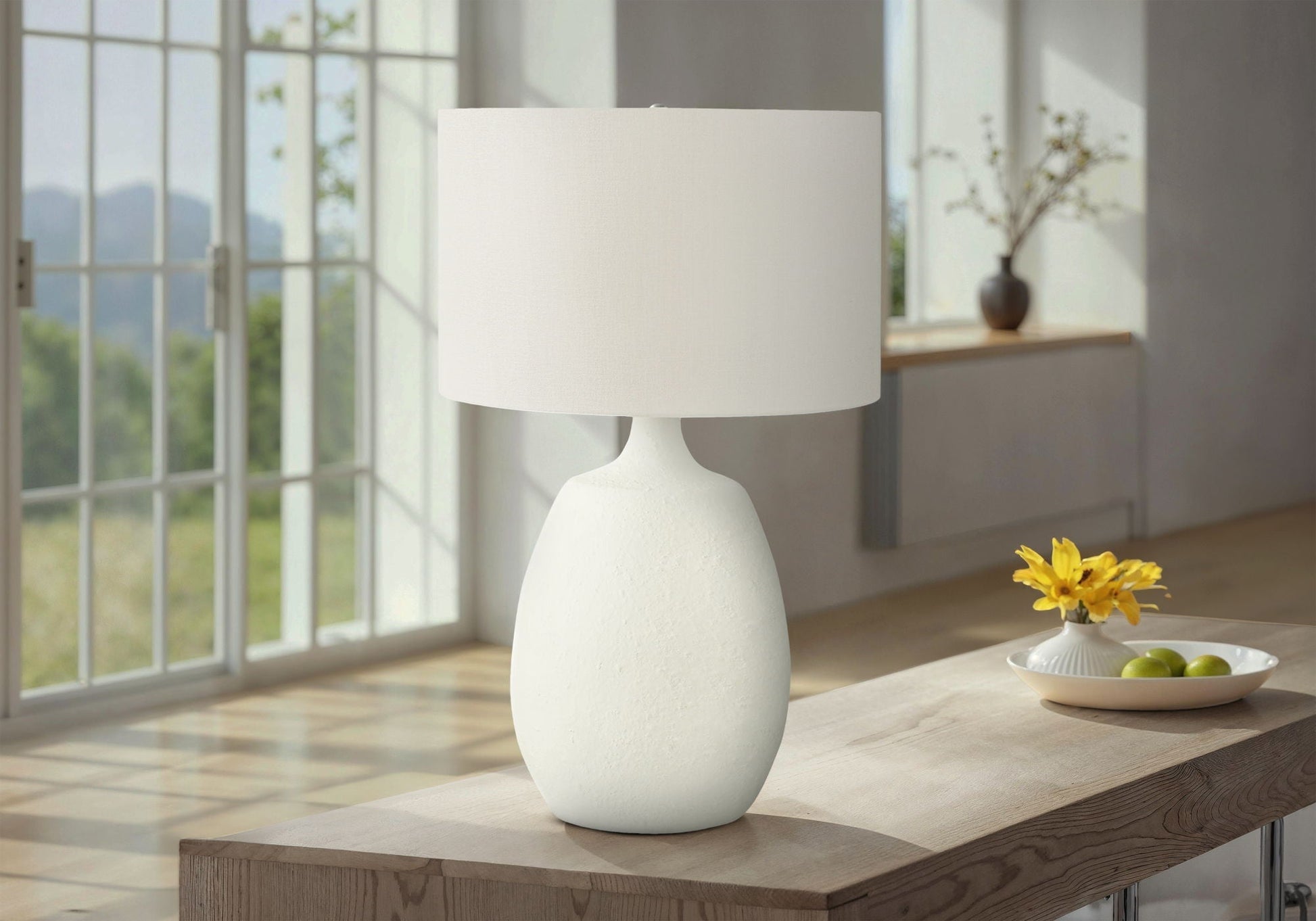 Lighting, Table Lamp, Resin, Contemporary - Cream