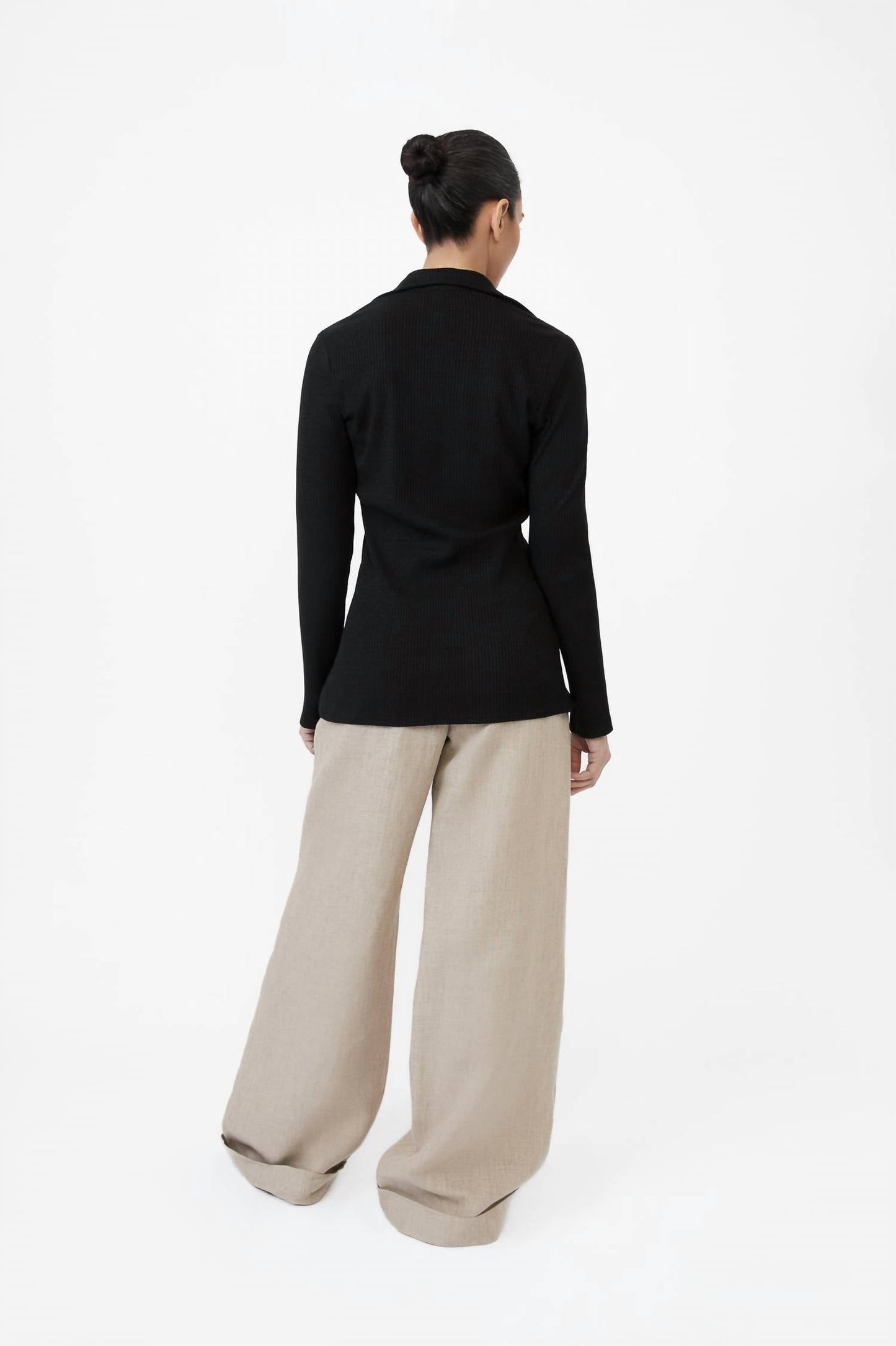 Dāl The Label - Rib Knit Collared Cardigan