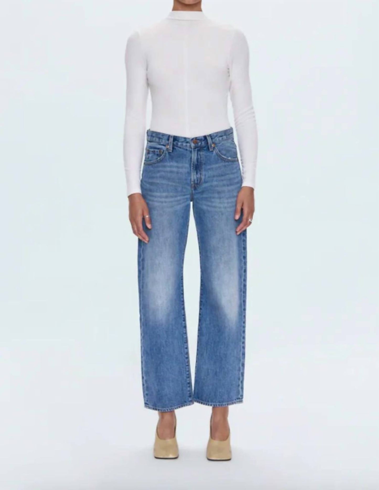 Pistola - Lexi Mid Rise Bowed Straight Jeans